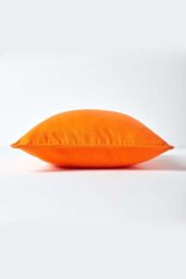 Homescapes Cotton Plain Cushion Cover in Orange - Size: 45 cm x 45 cm - thumbnail 2