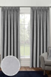 Enhanced Living 100% Blackout Luxury Supersoft Velvet Thermal Tape Top Curtains for Living Room & Bedrooms in Grey - Size: 117 cm width x 137 cm drop