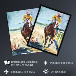 "Artery8 Horse Racing Jockey Artistic Painting Wall Art Print - Size: W18"" x H24""" - thumbnail 2