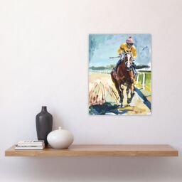 "Artery8 Horse Racing Jockey Artistic Painting Wall Art Print - Size: W18"" x H24""" - thumbnail 4