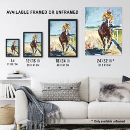 "Artery8 Horse Racing Jockey Artistic Painting Wall Art Print - Size: W18"" x H24""" - thumbnail 3