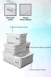 Arpan Set Of 3 White Wicker Gift Hamper Storage Basket With White Cloth Lining - thumbnail 6