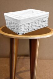 Arpan Set Of 3 White Wicker Gift Hamper Storage Basket With White Cloth Lining - thumbnail 4