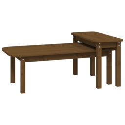 Berkfield Home 2 Piece Coffee Table Set Honey Brown Solid Wood Pine - thumbnail 2