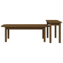 Berkfield Home 2 Piece Coffee Table Set Honey Brown Solid Wood Pine - thumbnail 6