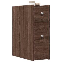 Berkfield Home Narrow Bathroom Cupboard with Wheels Brown Oak Engineered Wood - thumbnail 2