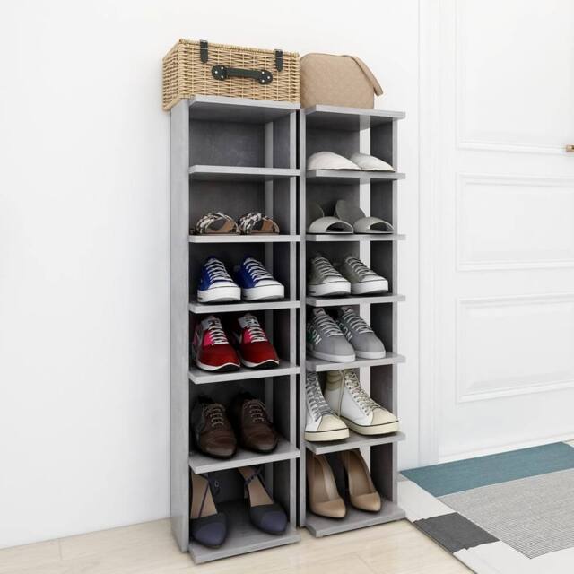 Berkfield Home Shoe Cabinets 2 pcs Concrete Grey 25x27x102 cm - Size: 25 x 27 x 102 cm - image 1