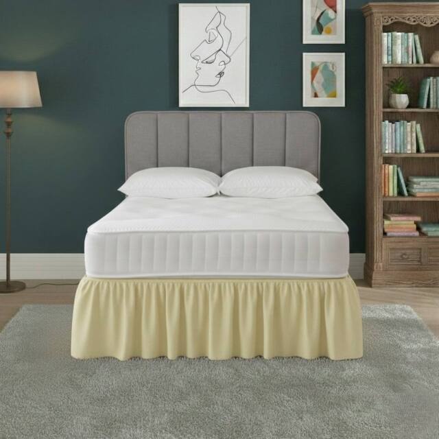 Snug City Base Valance Polycotton Sheet for Divan Beds Easy Care Bed Base Cover in Lemon - Size: Super King - image 1