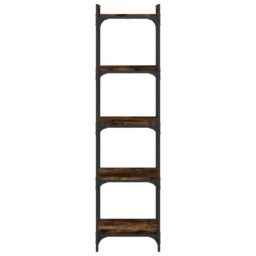 Berkfield Home Bookcase 5-Tier Smoked Oak 40x30x154 cm Engineered Wood in Brown - Size: 40 x 30 x 154 cm - thumbnail 4