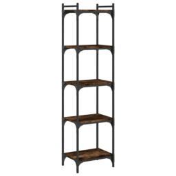 Berkfield Home Bookcase 5-Tier Smoked Oak 40x30x154 cm Engineered Wood in Brown - Size: 40 x 30 x 154 cm - thumbnail 2