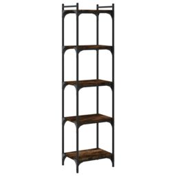 Berkfield Home Bookcase 5-Tier Smoked Oak 40x30x154 cm Engineered Wood in Brown - Size: 40 x 30 x 154 cm - thumbnail 6