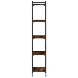 Berkfield Home Bookcase 5-Tier Smoked Oak 40x30x154 cm Engineered Wood in Brown - Size: 40 x 30 x 154 cm - thumbnail 5