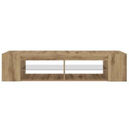 Berkfield Home TV Cabinet with LED Lights Artisan Oak 135x39x30 cm Engineered Wood - Size: 135 x 39 x 30 cm - thumbnail 7