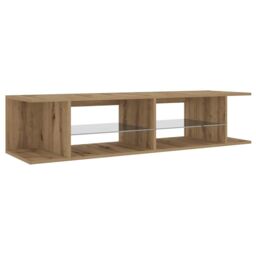 Berkfield Home TV Cabinet with LED Lights Artisan Oak 135x39x30 cm Engineered Wood - Size: 135 x 39 x 30 cm - thumbnail 9