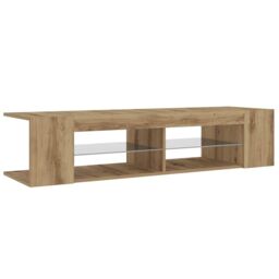 Berkfield Home TV Cabinet with LED Lights Artisan Oak 135x39x30 cm Engineered Wood - Size: 135 x 39 x 30 cm - thumbnail 6