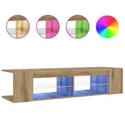 Berkfield Home TV Cabinet with LED Lights Artisan Oak 135x39x30 cm Engineered Wood - Size: 135 x 39 x 30 cm - thumbnail 1