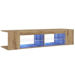 Berkfield Home TV Cabinet with LED Lights Artisan Oak 135x39x30 cm Engineered Wood - Size: 135 x 39 x 30 cm - thumbnail 3