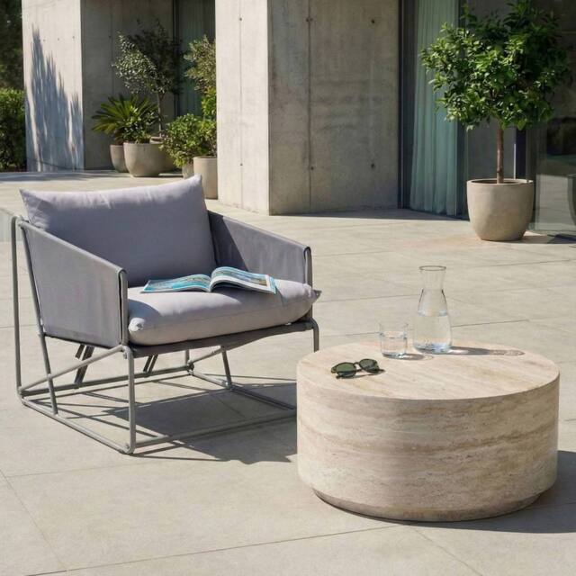 Wyld and Coco Grey Oversized Slipper Chair with Waterproof Upholstery - image 1