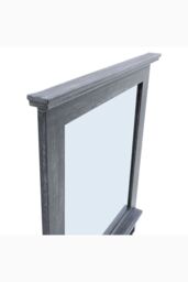 Living and Home 62cm W x 70cm H Wood Grain Frame Wall Mirror with Hooks in Dark Grey - Size: 62 cm W x 70 cm H - thumbnail 5