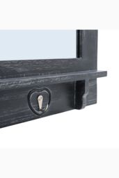 Living and Home 62cm W x 70cm H Wood Grain Frame Wall Mirror with Hooks in Dark Grey - Size: 62 cm W x 70 cm H - thumbnail 6