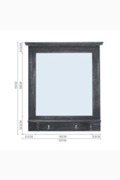 Living and Home 62cm W x 70cm H Wood Grain Frame Wall Mirror with Hooks in Dark Grey - Size: 62 cm W x 70 cm H - thumbnail 3