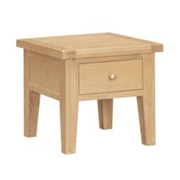 Home Source Bedroom Solid Wooden 1 Drawer Side Lamp Table Bedside Cabinet Oak Top in Light Oak - thumbnail 2