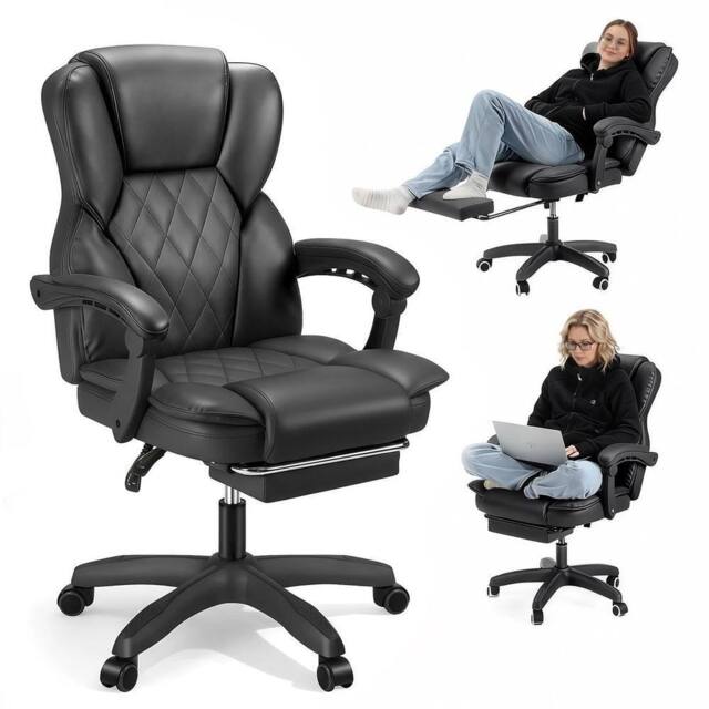 FLAVORA Black Office Desk Chair High Back - Size: 0.6m2 - image 1