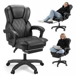 FLAVORA Black Office Desk Chair High Back - Size: 0.6m2 - thumbnail 1