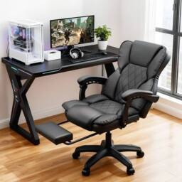 FLAVORA Black Office Desk Chair High Back - Size: 0.6m2 - thumbnail 2