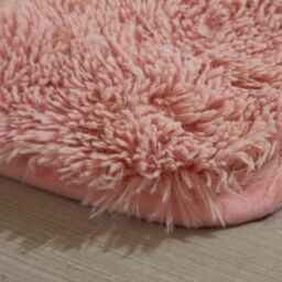 OHS Fluffy Rug Anti-Slip Plain Shaggy Floor Mat in Baby Pink - Size: 60 cm x 150 cm - thumbnail 2