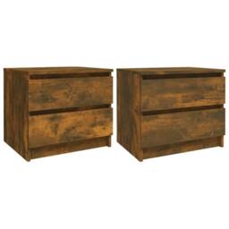 Berkfield Home Bed Cabinets 2 pcs Smoked Oak 50x39x43.5 cm Engineered Wood in Brown - thumbnail 1