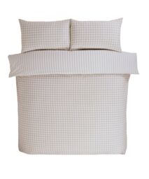 Rapport Home Gingham Polycotton Check Polycotton Duvet Cover Set With Pillowcase in Natural - Size: King - thumbnail 5