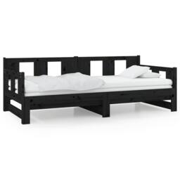 Berkfield Home Pull-out Day Bed Black Solid Wood Pine 2x(90x190) cm