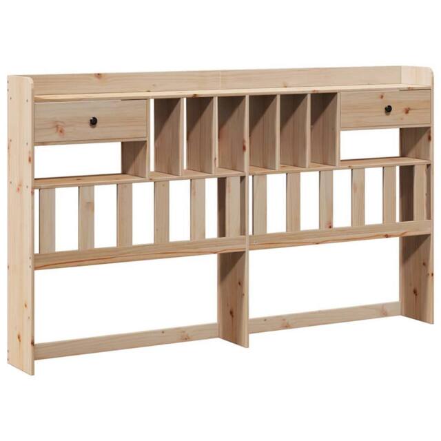 Berkfield Home Headboard with Storage 180 cm Solid Wood Pine in Light Tan - image 1