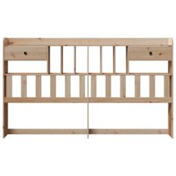 Berkfield Home Headboard with Storage 180 cm Solid Wood Pine in Light Tan - thumbnail 3