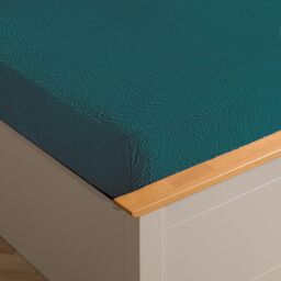 OHS Teddy Fleece Thermal Fitted Bed Sheet in Teal - Size: Single Fitted - thumbnail 3