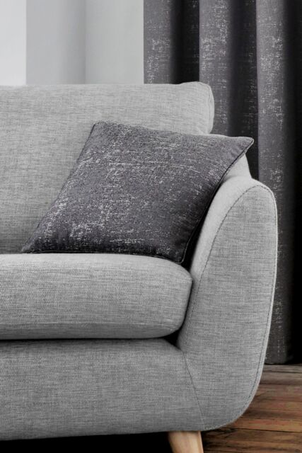 Curtina 'Solent' Textured Jacquard Metallic Finish Filled Cushion in Grey - Size: 43 cm x 43 cm
