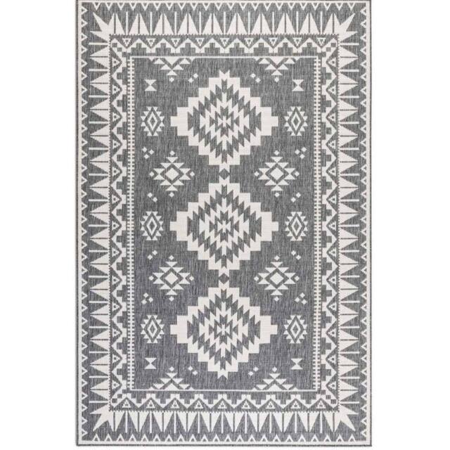 THE RUGS Dynamic Reversible Indoor & Outdoor Rug Polypropylene Oriental Rug in Grey - Size: 80 cm x 150 cm - image 1