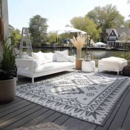 THE RUGS Dynamic Reversible Indoor & Outdoor Rug Polypropylene Oriental Rug in Grey - Size: 80 cm x 150 cm - thumbnail 8