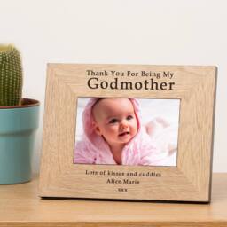 Uniqueful Personalised Thank you for being my Godmother Wood Picture Frame 7x5 in Beige - Size: 1 Pack - thumbnail 1