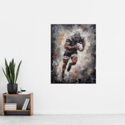 "Artery8 Wall Art Print Rugby Fan Artwork World Cup Forward With Ball Action Painting For Him Man Cave Poster in Grey - Size: W24"" x H32""" - thumbnail 4