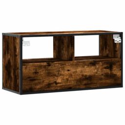 Berkfield Home TV Cabinet Smoked Oak 80x31x39.5 cm Engineered Wood & Metal in Brown - thumbnail 6