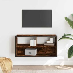 Berkfield Home TV Cabinet Smoked Oak 80x31x39.5 cm Engineered Wood & Metal in Brown - thumbnail 3