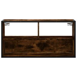 Berkfield Home TV Cabinet Smoked Oak 80x31x39.5 cm Engineered Wood & Metal in Brown - thumbnail 4