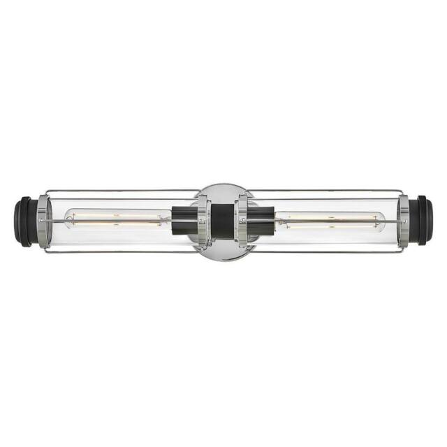 Netlighting Masthead 2 Light Outdoor Wall Light Polished Chrome & Black IP44 in Grey - image 1