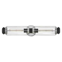 Netlighting Masthead 2 Light Outdoor Wall Light Polished Chrome & Black IP44 in Grey - thumbnail 1