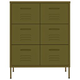 Berkfield Home Drawer Cabinet Olive Green 80x35x101.5 cm Steel - thumbnail 3