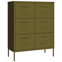 Berkfield Home Drawer Cabinet Olive Green 80x35x101.5 cm Steel - thumbnail 2