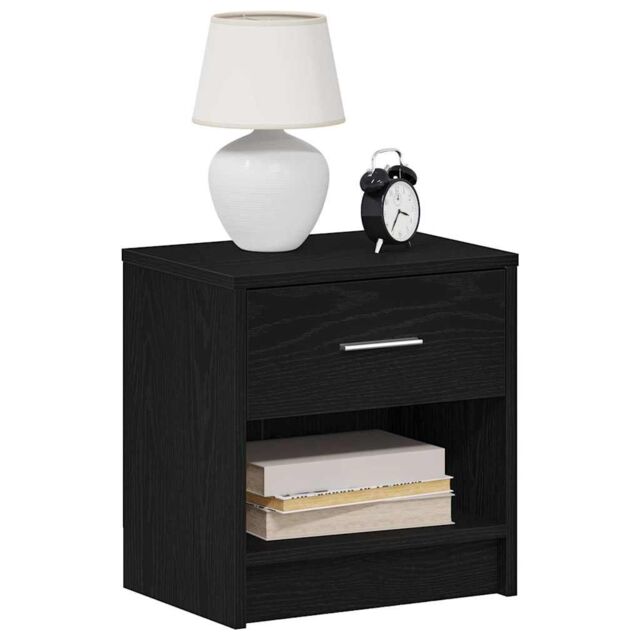 Berkfield Home Bedside Cabinets 2 pcs with Drawer Black 39x28x41 cm in Grey - Size: 39 x 28 x 41 cm - image 1