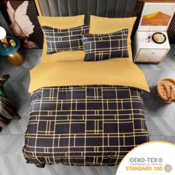 Grace Premium Microfiber Duvet Cover Set Lightweight & Breathable in Gold - Size: King - thumbnail 3